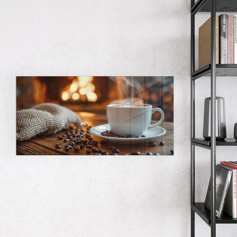 Magnettafel - Kaffee am Kaminfeuer
