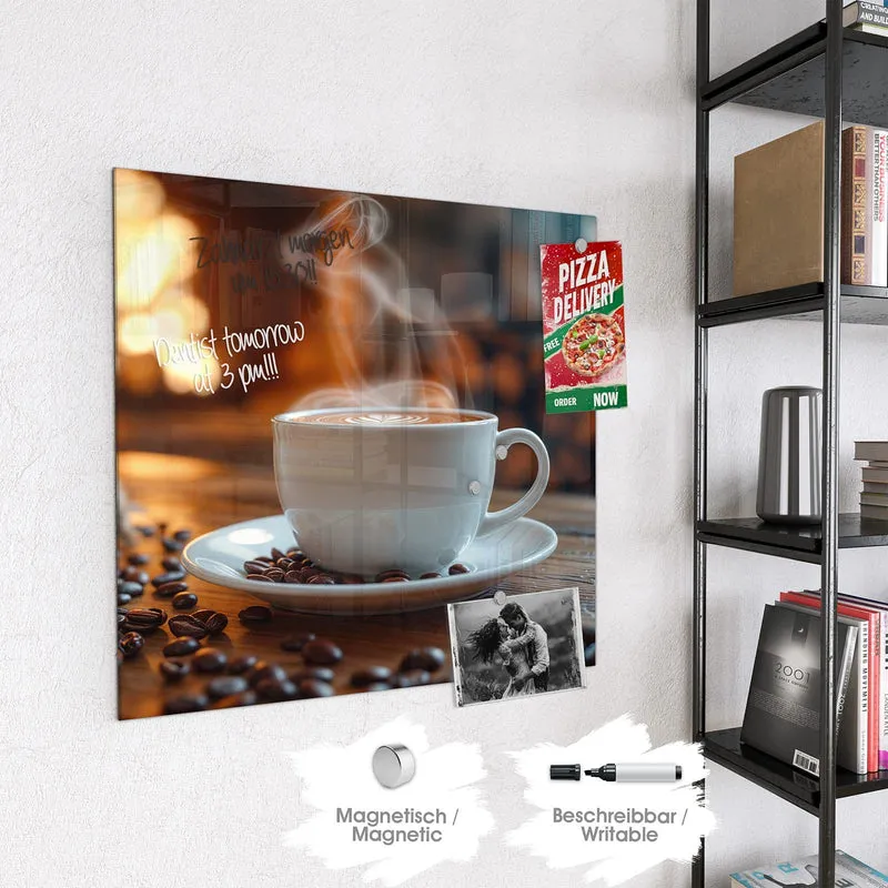 Magnettafel - Kaffee am Kaminfeuer