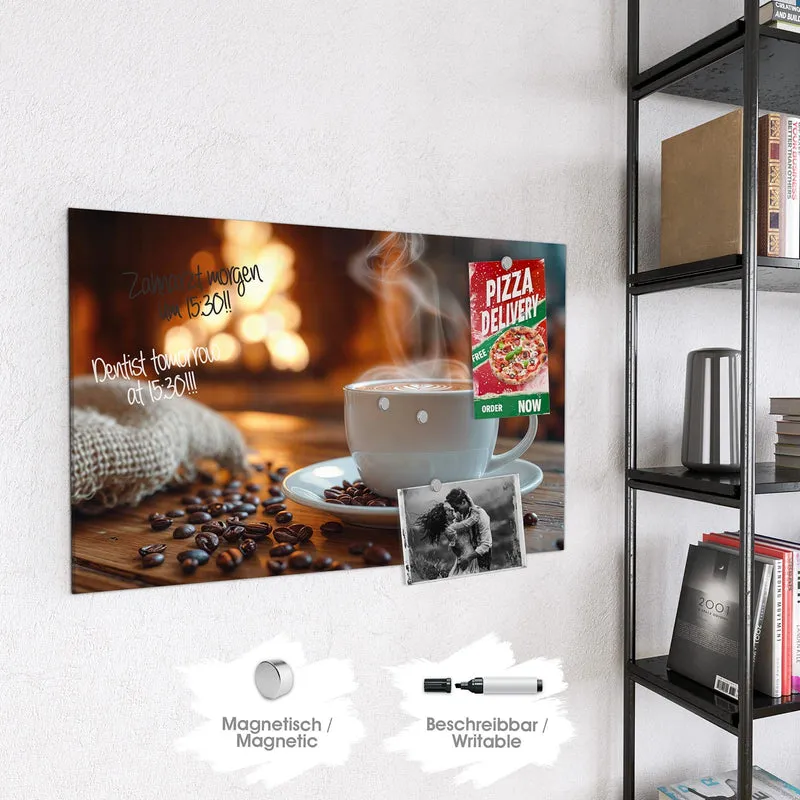 Magnettafel - Kaffee am Kaminfeuer