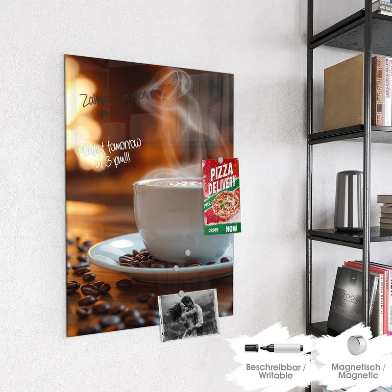 Magnettafel - Kaffee am Kaminfeuer
