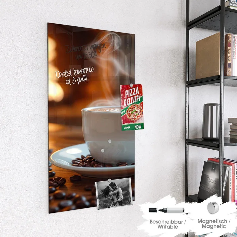 Magnettafel - Kaffee am Kaminfeuer