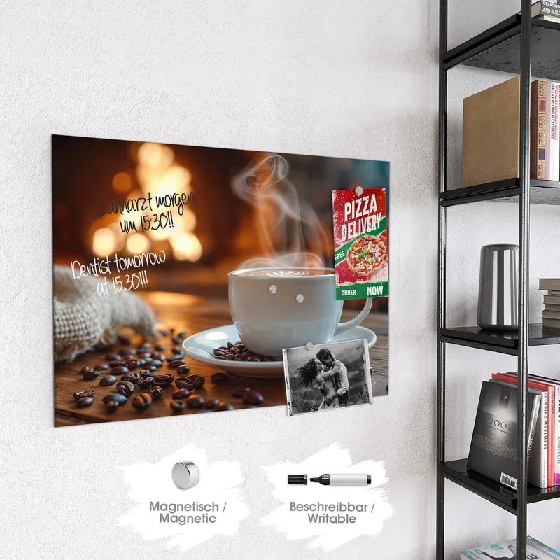 Magnettafel - Kaffee am Kaminfeuer