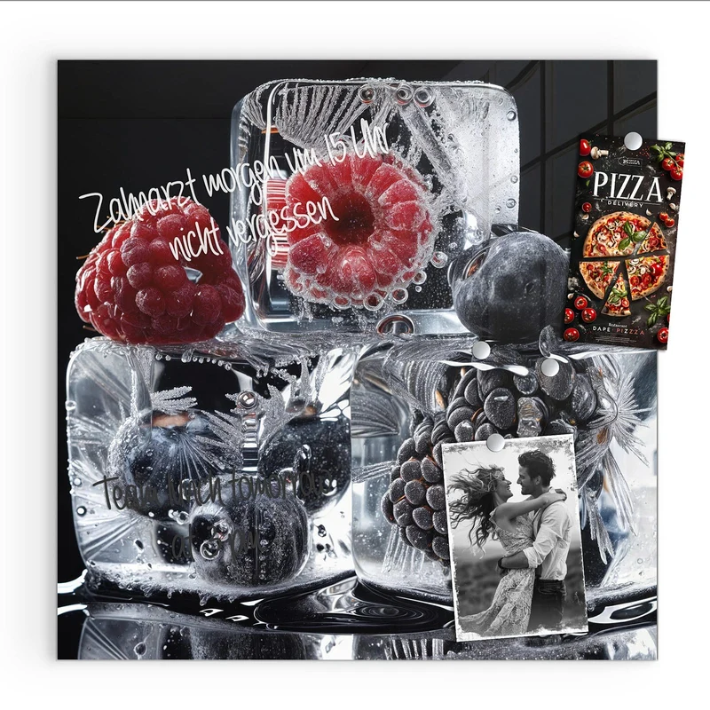 Magnettafel - Beeren auf Schwarz