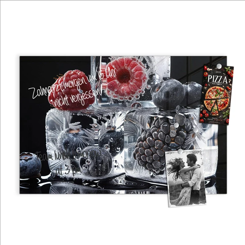 Magnettafel - Beeren auf Schwarz