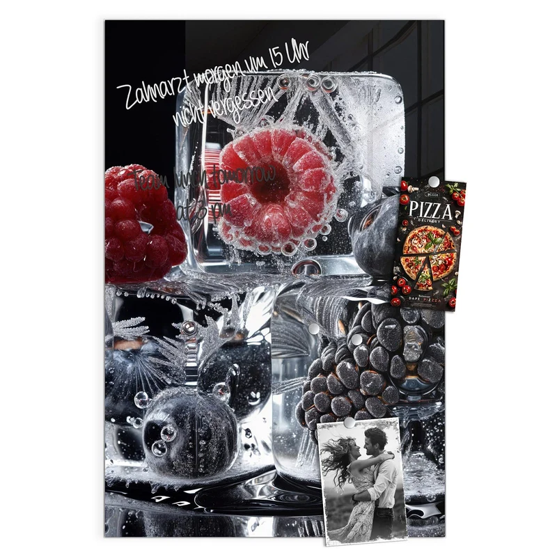 Magnettafel - Beeren auf Schwarz