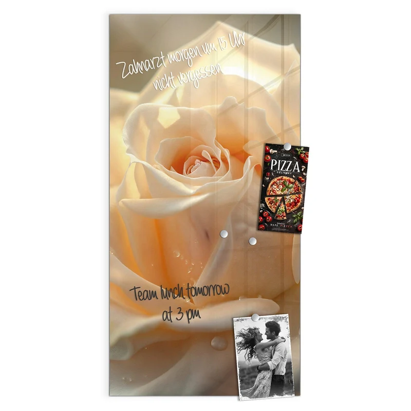 Magnettafel - Rose mit Wassertropfen