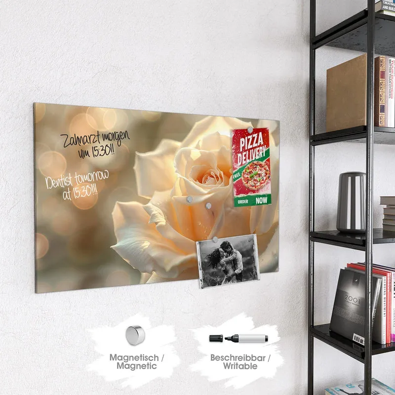 Magnettafel - Rose mit Wassertropfen