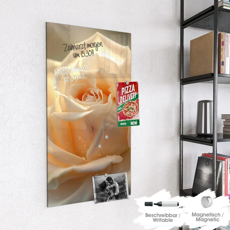 Magnettafel - Rose mit Wassertropfen