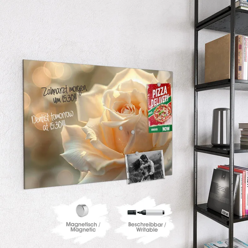 Magnettafel - Rose mit Wassertropfen