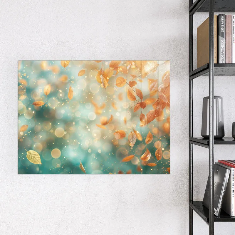 Magnettafel - Goldene Blätter im Flug