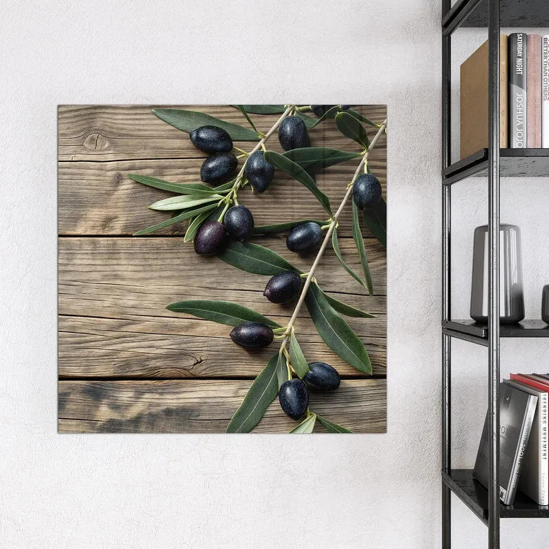 Magnettafel - Holztisch mit Oliven