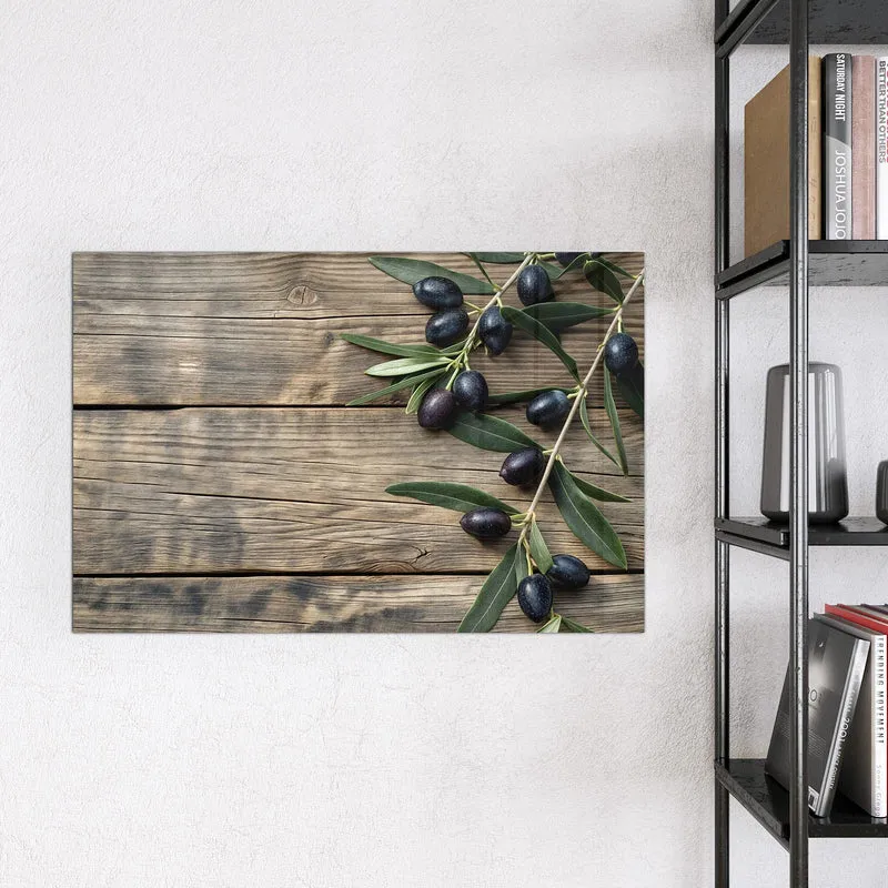 Magnettafel - Holztisch mit Oliven