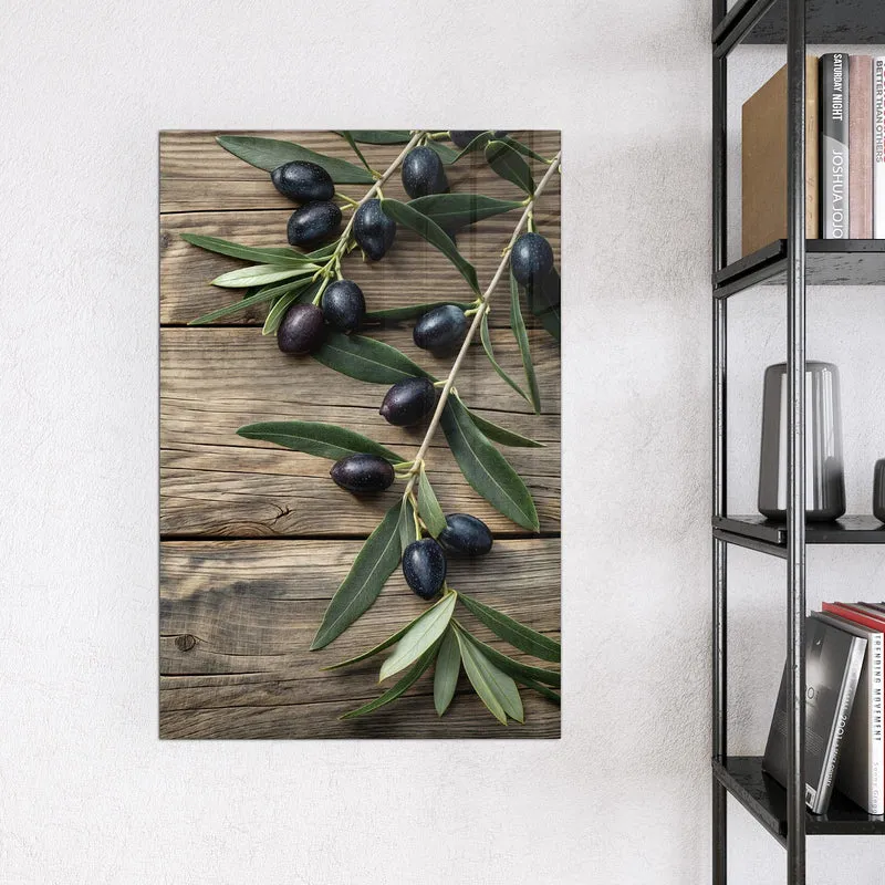 Magnettafel - Holztisch mit Oliven