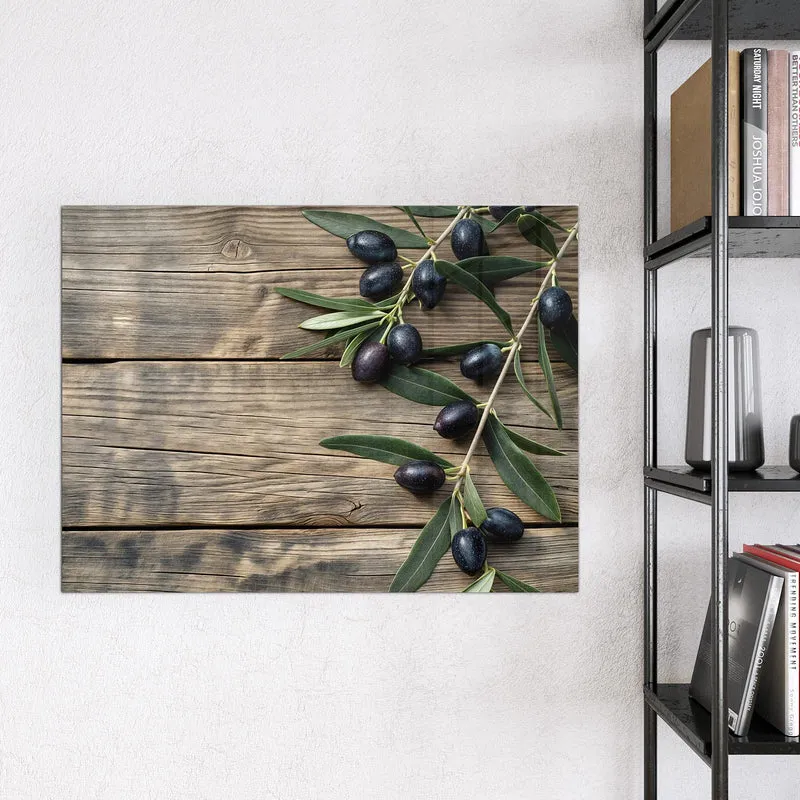 Magnettafel - Holztisch mit Oliven