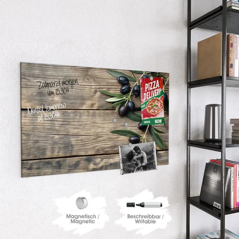 Magnettafel - Holztisch mit Oliven