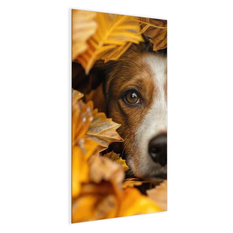 Magnettafel - Hund im Herbstlaub
