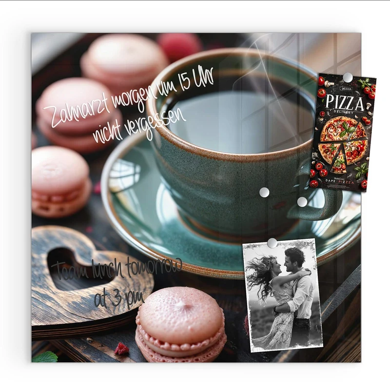 Magnettafel - Kaffee mit Macarons