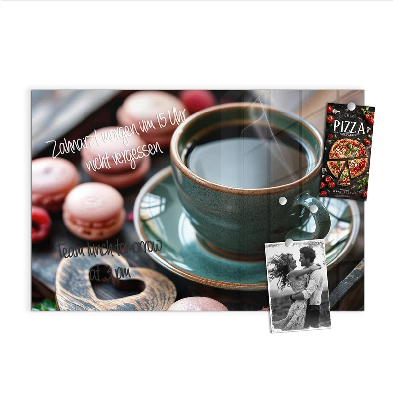 Magnettafel - Kaffee mit Macarons