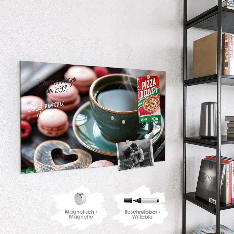 Magnettafel - Kaffee mit Macarons