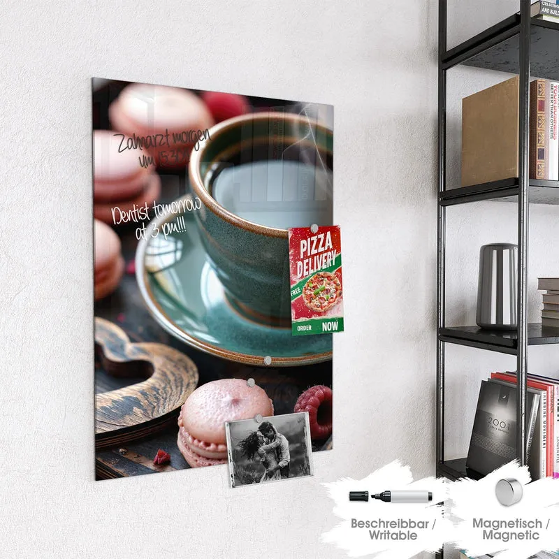 Magnettafel - Kaffee mit Macarons