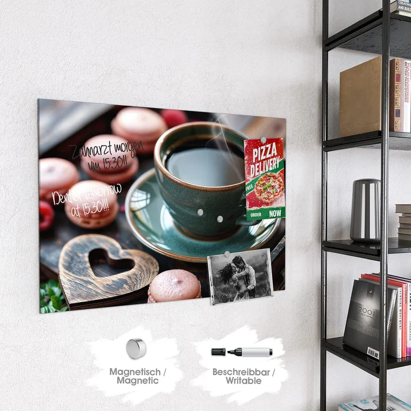 Magnettafel - Kaffee mit Macarons