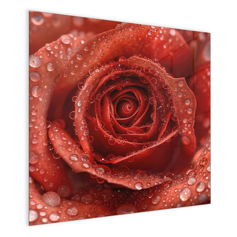 Magnettafel - Rote Rose mit Tropfen