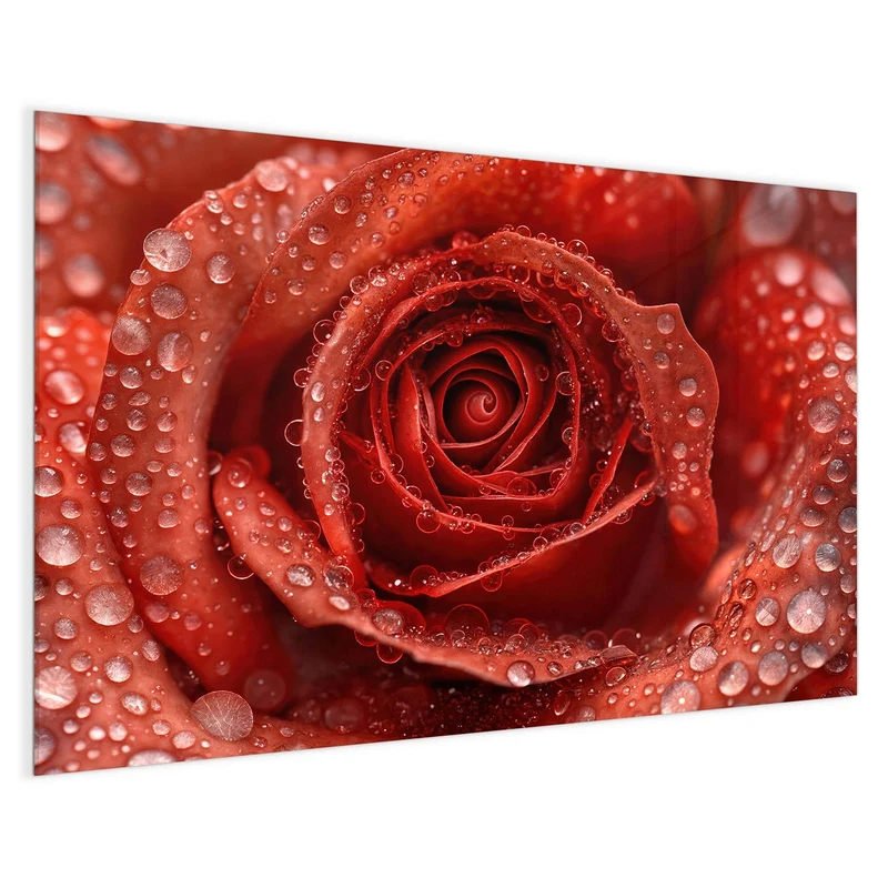 Magnettafel - Rote Rose mit Tropfen