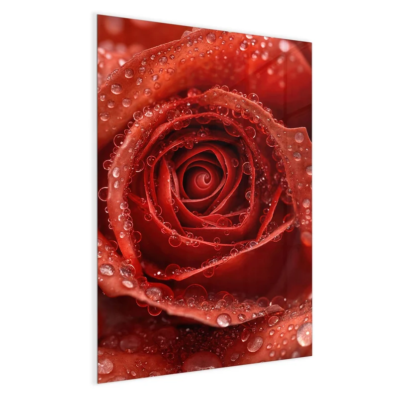 Magnettafel - Rote Rose mit Tropfen