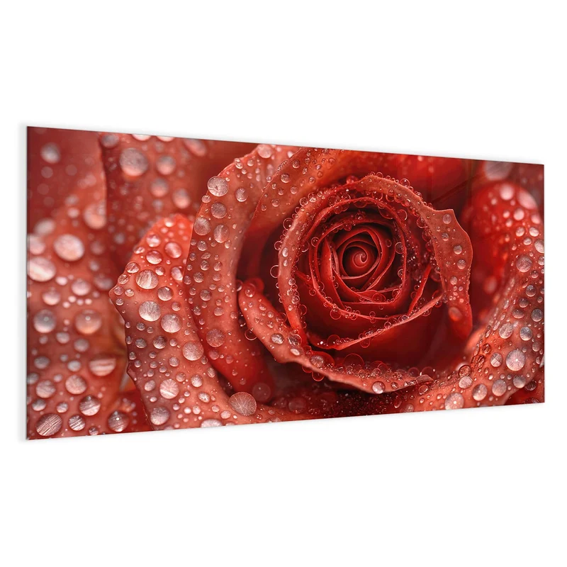 Magnettafel - Rote Rose mit Tropfen