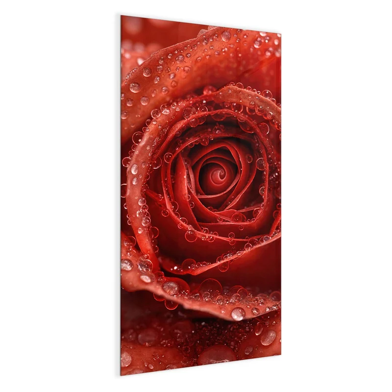 Magnettafel - Rote Rose mit Tropfen