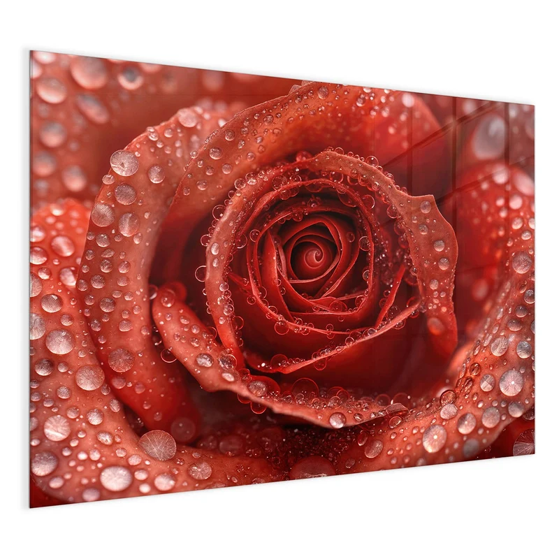 Magnettafel - Rote Rose mit Tropfen