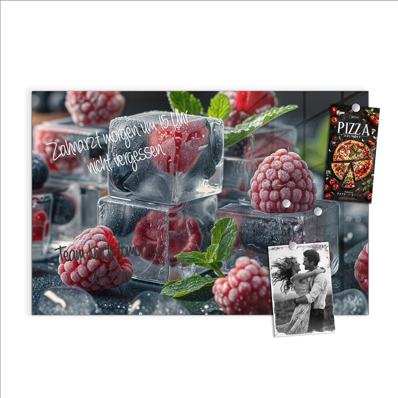 Magnettafel - Beeren im Eisblock