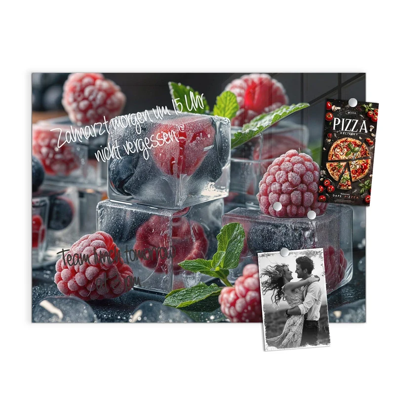 Magnettafel - Beeren im Eisblock
