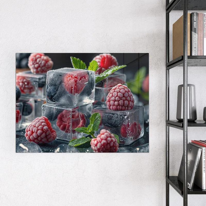 Magnettafel - Beeren im Eisblock