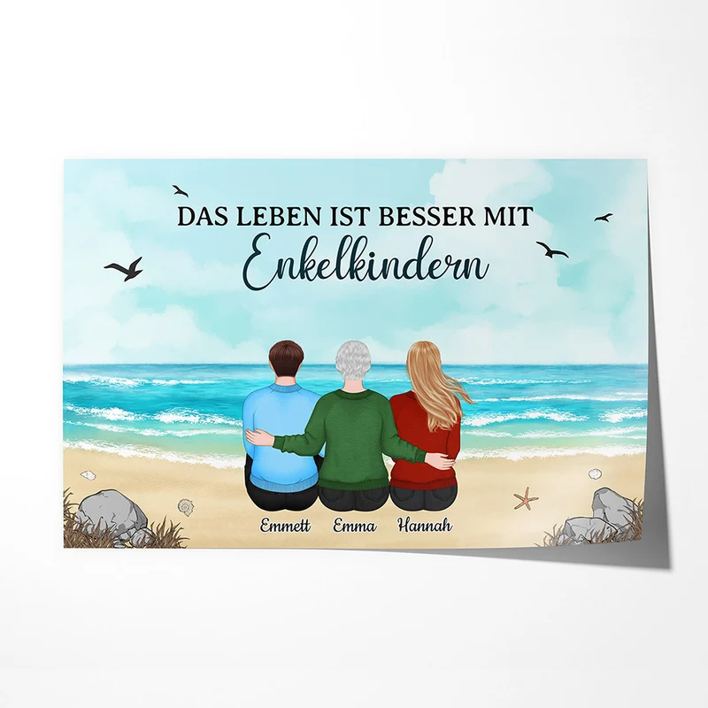 Das Leben Ist Besser Mit Enkelkinder - Personalisierte Geschenke | Poster für Mama/Oma