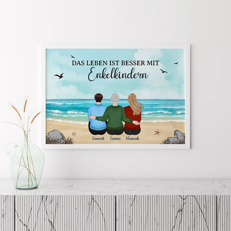 Das Leben Ist Besser Mit Enkelkinder - Personalisierte Geschenke | Poster für Mama/Oma