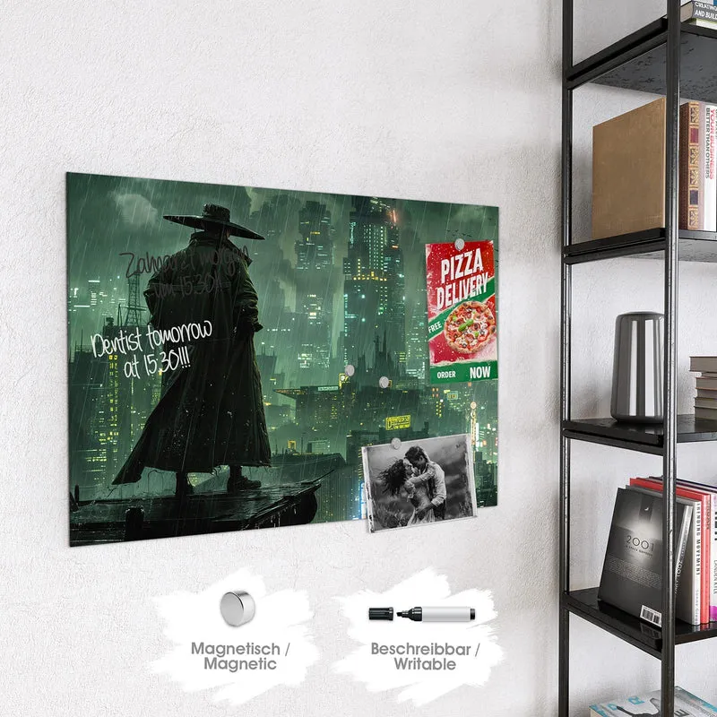 Magnettafel - Mann auf der Dachkante