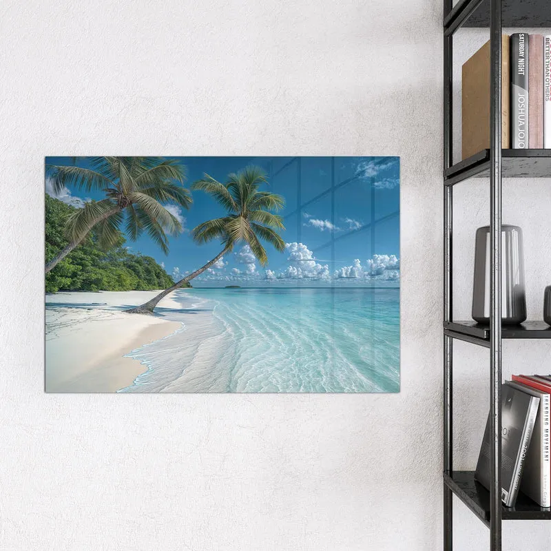 Magnettafel - Zwei Palmen am Meer