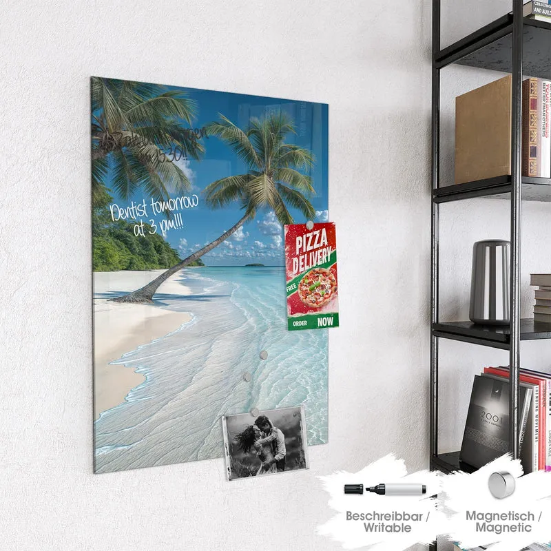 Magnettafel - Zwei Palmen am Meer