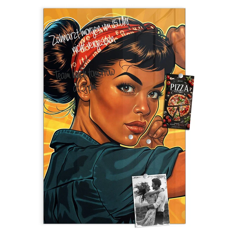 Magnettafel - Starke Frau in Pop Art