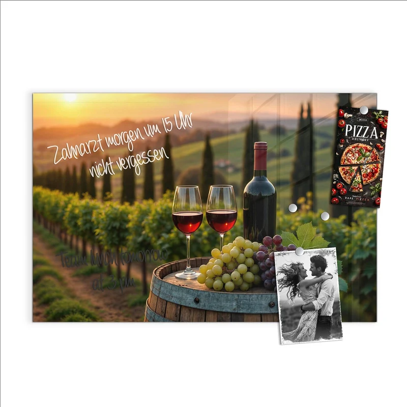 Magnettafel - Rotwein im Weinberg