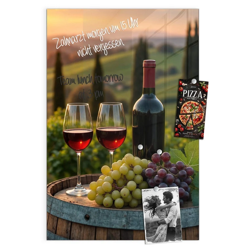 Magnettafel - Rotwein im Weinberg