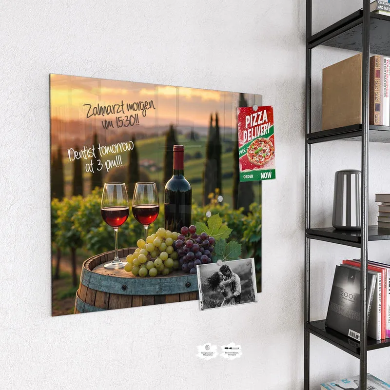 Magnettafel - Rotwein im Weinberg