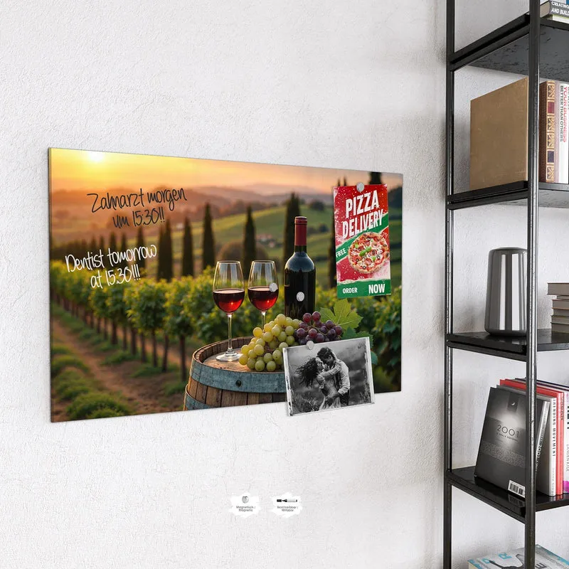 Magnettafel - Rotwein im Weinberg