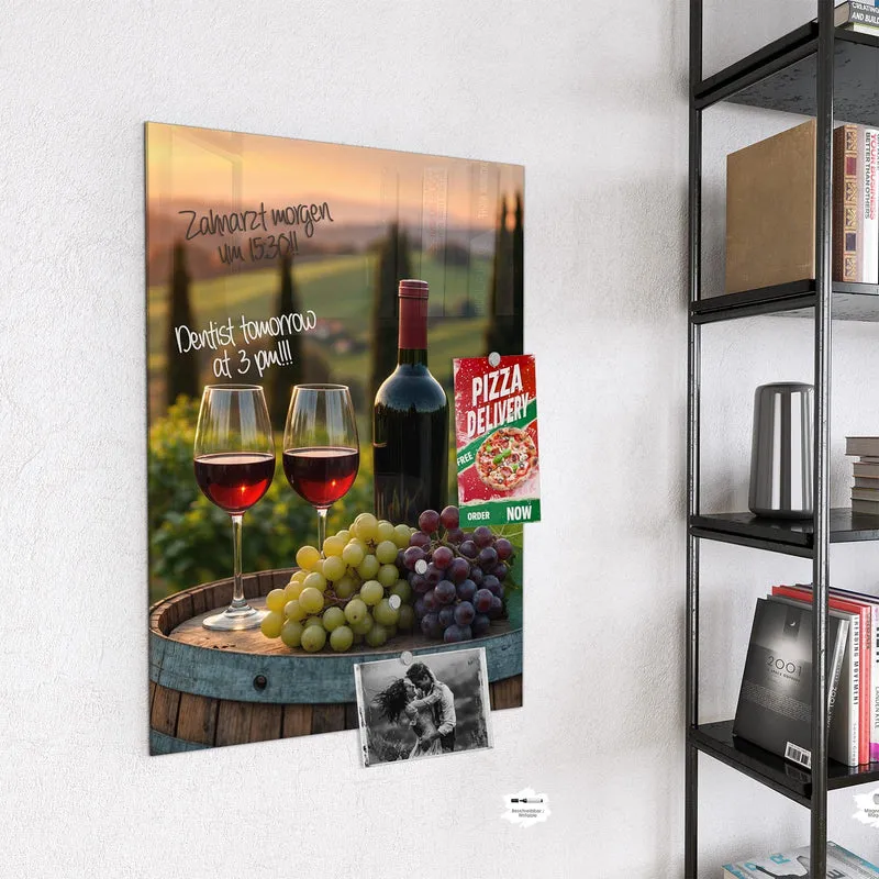 Magnettafel - Rotwein im Weinberg
