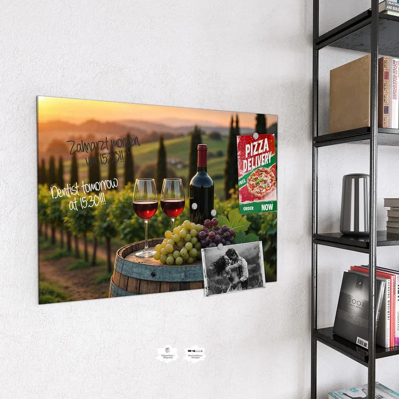 Magnettafel - Rotwein im Weinberg