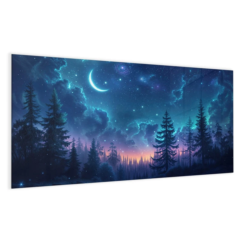 Magnettafel - Mondsichel über Tannen
