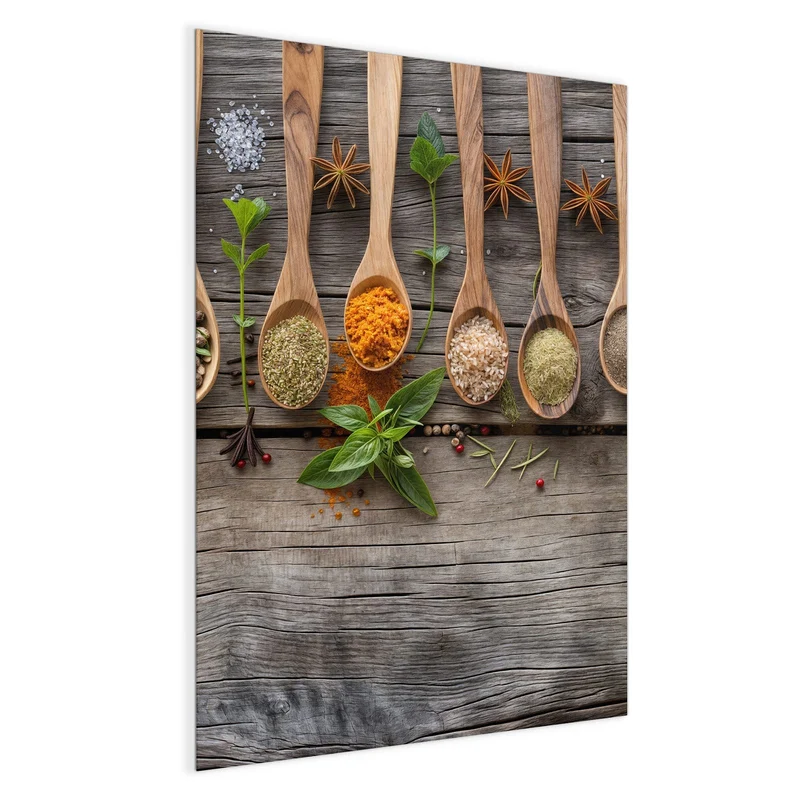Magnettafel - Gewürzlöffel auf Holz
