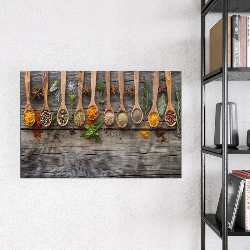 Magnettafel - Gewürzlöffel auf Holz