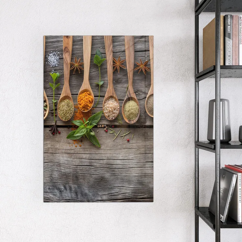 Magnettafel - Gewürzlöffel auf Holz